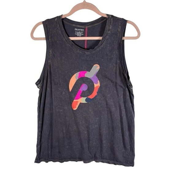 Peloton Distressed Gray Logo Tank Top Women's Size Small Athletic Biking Workout - Picture 1 of 8